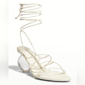 Cult Gaia Off White Strappy Leather Lace Up Su Sandal Heels